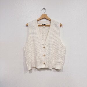 BUCKETLIST Off-White Crochet Knit Vest